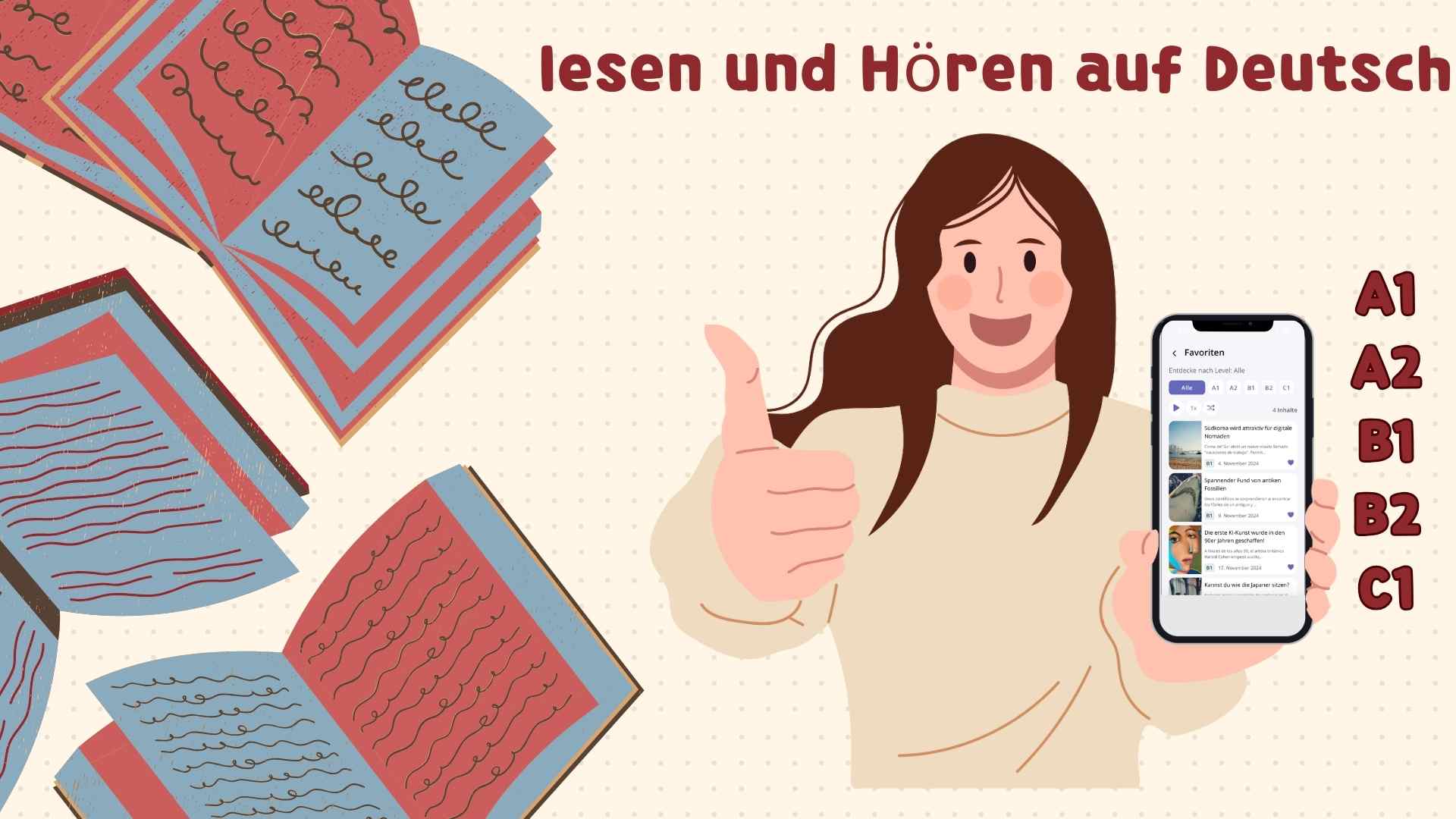 Deutsch intelligent lernen App durch interaktive Verbesserung der Lese- und Hörfähigkeiten 4 تعلم اللغة الألمانية بذكاء من خلال تطبيق تعزيز مهارات القراءة والاستماع بطرق تفاعلية